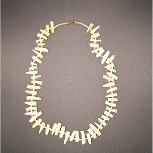 Vintage Natural White Coral Necklace Beads Choker 18" Boho Surf Nautical Necklac